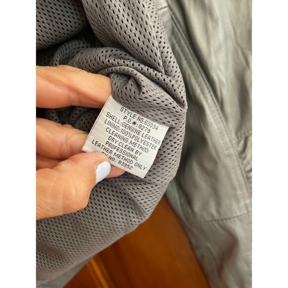 Emilie D leather moto jacket gray L - Picture 6 of 7